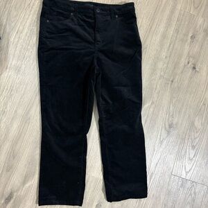 Talbots Black Corduroy Rise Straight Leg Pants Womens Sz 8P Cotton Blend Classic